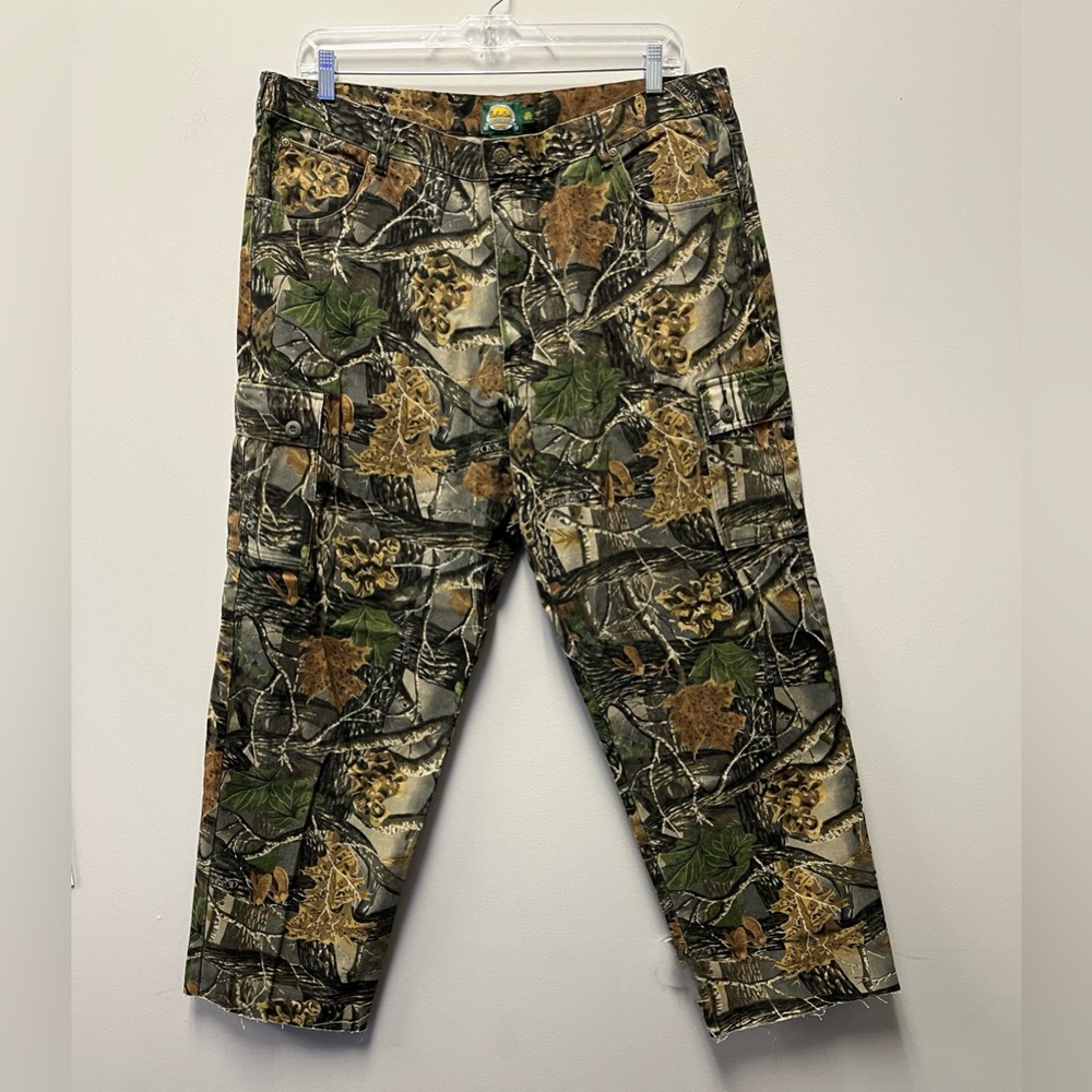 Y2K Cabela’s Camo Cargo Pants Men’s 44* REG Hunting Workwear Raw Hem